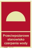 Znak Przeciwpożarowe stanowisko czerpania wody 100x150mm