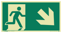 Znak KIERUNEK DO WYJŚCIA  EWAKUACYJNEGO W PRAWO/ DÓŁ 150×285 