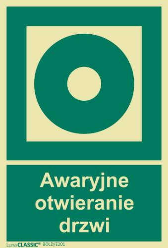 Znak Awaryjne Otwieranie Drzwi 100x150 mm