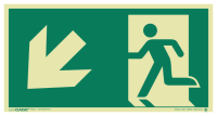 Znak KIERUNEK DO WYJŚCIA  EWAKUACYJNEGO W LEWO / DÓŁ 200×380 mm
