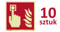 Zestaw 10szt. Znak PRZYCISK ALARMOWY ISO7010 uruchamianie ręczne 150x150 z Błoną Klejącą 
