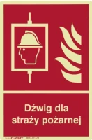 Znak Dźwig dla Straży Pożarnej 100x150mm z Błoną Klejącą